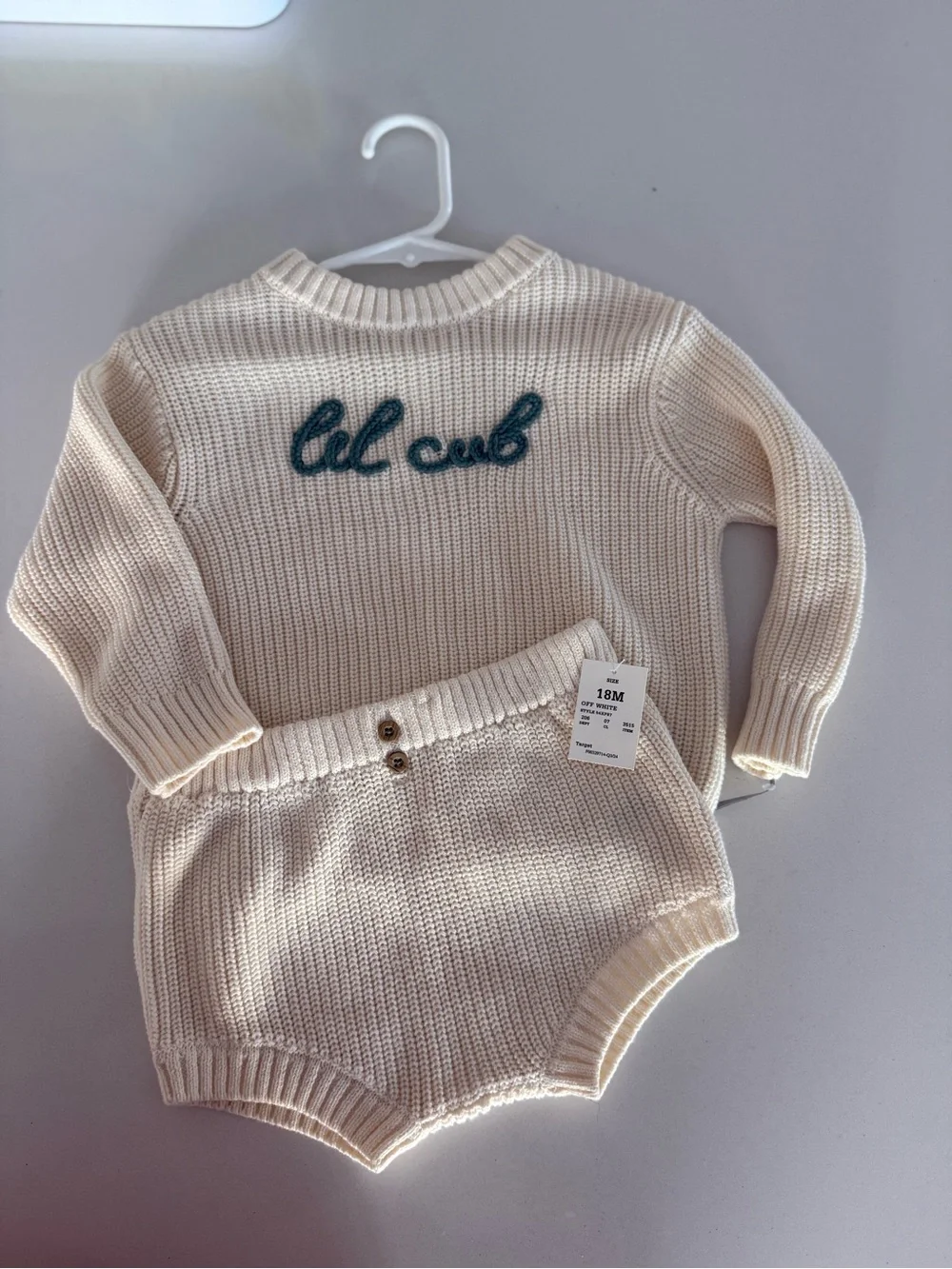 Target Cream Knit 'lil cub' Sweater & Bloomers Set